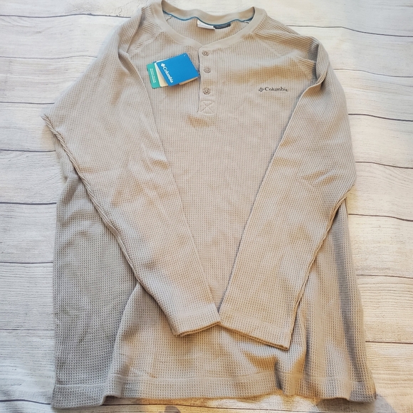 NWT Columbia crew neck long sleeve tan waffle shirt.  Size XXL. - Picture 6 of 7